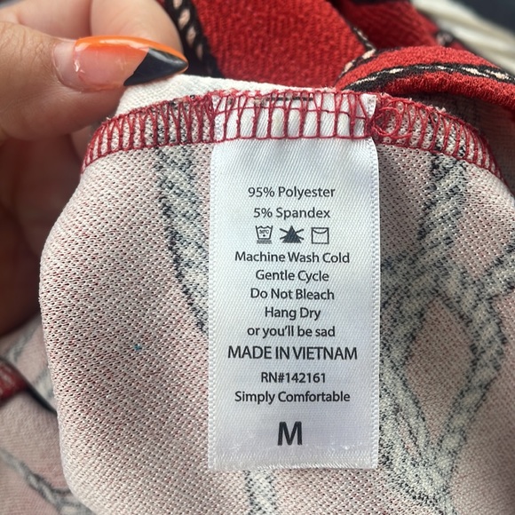 Lularoe Cassie Pencil Skirt Nautical Ropes Red Medium - Picture 4 of 5